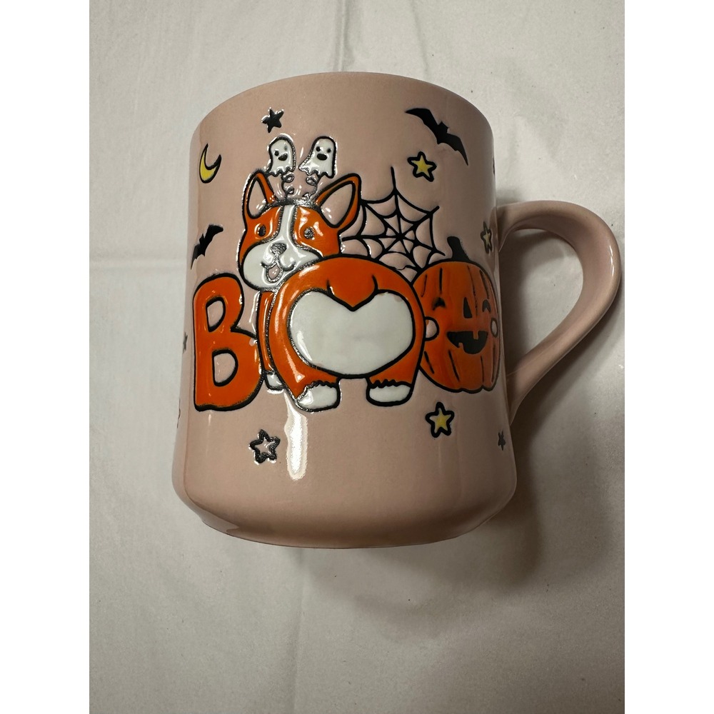 Clementine Paper Inc Halloween Corgi Boo Coffee Cup Mug Pink Dog Ghost Pumpkin